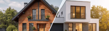 Casă tradițională din cărămidă și casă modernă din BCA – comparație estetică